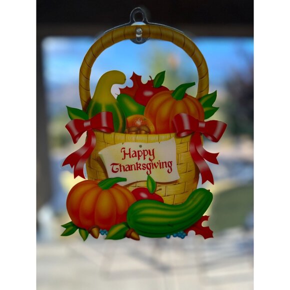 Vintage 1980's Thanksgiving Turkey Window Wall Decor Set Of 7 - Picture 9 of 9